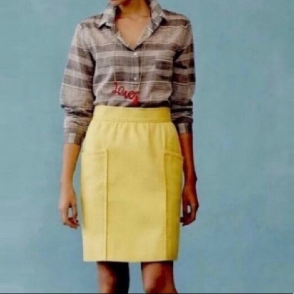 Anthropologie Cartonnier Yellow Pencil Skirt